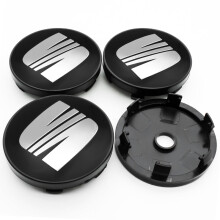 (60MM Schwarz Silber) 4 Stück Auto Radmitte Radkappe Felgenabdeckung ID Aufkleber Zubehör für Seat Ibiza