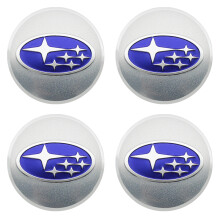 (56 mm Silber) 4 Stück Auto-Radnabenkappen, Aufkleber, Felgenabdeckung, Automarken-Emblem, Styling für Subaru