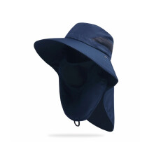 (56-58cm Navy Blue) Men's Summer Fishing Bucket Hat Full Face Mask Quick Dry Sun Protection Fishermen