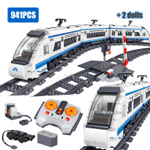 (Senza scatola) 941 pezzi di modello di treno ad alta velocità RC tecnico, batteria elettrica, motore, parti,