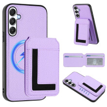 (light purple, Samsung Galaxy A56) Magsafe 2 in 1 Detachable Samsung Wallet Case with Card Holder Magnetic Kickstand PU Leather Flip Cover For Samsung Galaxy A26 A56 A36 A16 A06 M35 A55