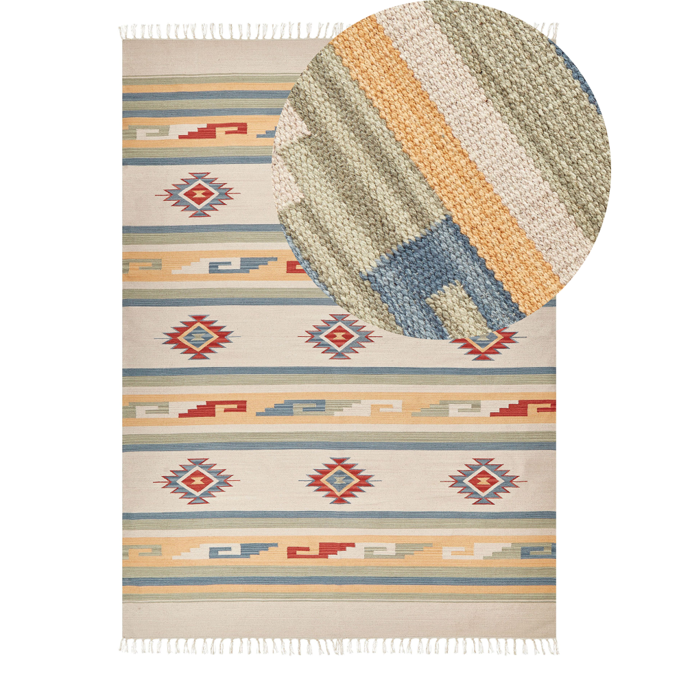 Cotton Kilim Rug 140 x 200 cm Multicolour APARAN
