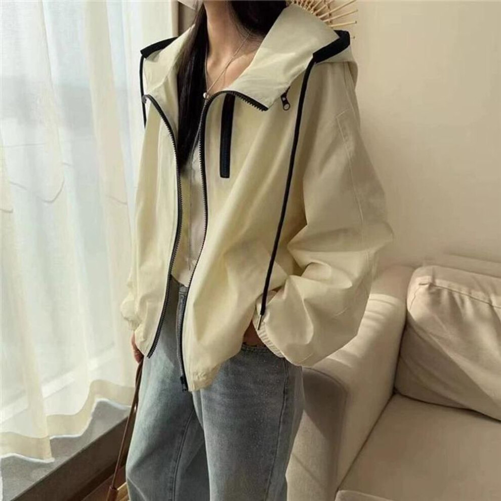(beige, One Size) DIMANAF 2025 Women Spring Jacket Tops Solid New Coat Casual Long Sleeve Loose Outerwear