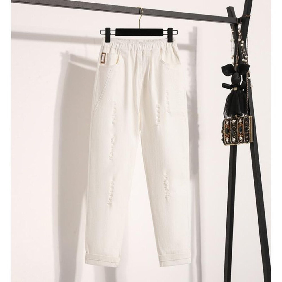(white, 3XL) DIMANAF 2025 Plus Size Spring Pants Elastic Long Harem Pants Women Loose Casual Basic Trousers 5XL High Waist