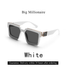 Occhiali da sole di lusso da uomo, grandi, bianchi e neri, con lenti milionarie, di marca famosa, quadrati.