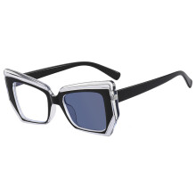 (Fotocromatico Nero-+450) Montatura per occhiali da vista da donna con design poligonale di lusso alla moda, fotocromatica