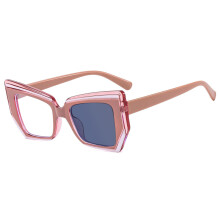 (Fotocromatico Rosa-+500) Montatura per occhiali da vista da donna con design poligonale di lusso alla moda, fotocromatica