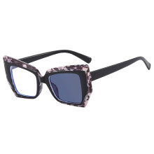 (Fotocromatico Leopardo-+500) Montatura per occhiali da vista da donna con design poligonale di lusso alla moda