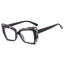 (Leopardo-+450) Montatura per occhiali da vista da donna con design di lusso poligonale alla moda, fotocromatica