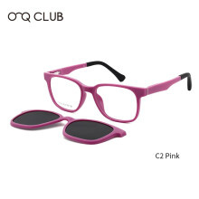 (T3116-C2) Occhiali da sole per bambini con luce blu, da donna, con clip magnetica, montature per occhiali da