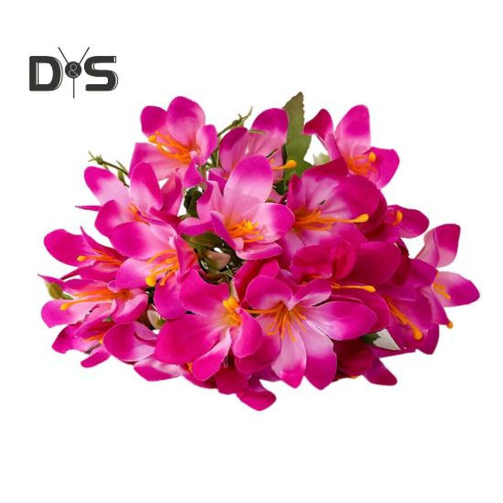 (purple) Artificial Lily Branch With Stem 5 Fork 10 Head Home Wedding Party Faux Flower Floral Arrangement Indoor Outdoor Decoration Photo Props