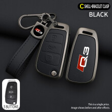 (Portachiavi nero) Custodia protettiva per chiave auto in lega di zinco per Audi Q3 8U F3 RSQ3 Sportback