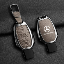 (Portachiavi color cachi) Custodia protettiva in pelle per chiave auto Mercedes Benz Classe A, B, C, E, GLS, GLA