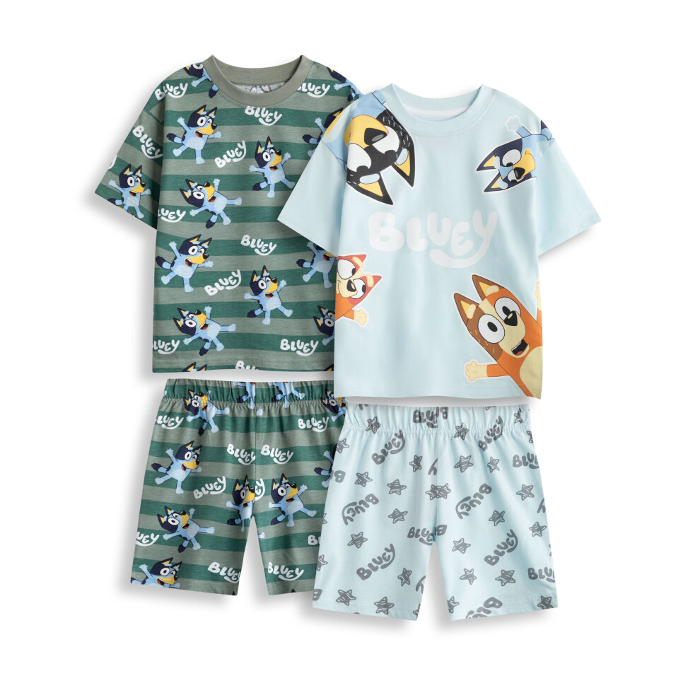Bluey (6-7 Years) Multi-Pack Of 2 Short Sleeve Short Leg Pyjama Set (S Multicoloured) Boys Green/Blue Size 6