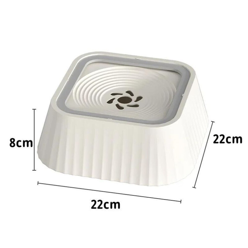 (22x22x8cm, white) Pet Anti-splash Water Bowl Large Capacity Drinker Drinking Bowls Dog Waterer Floating Non-Wetting Mouth Cat Dog Bowl