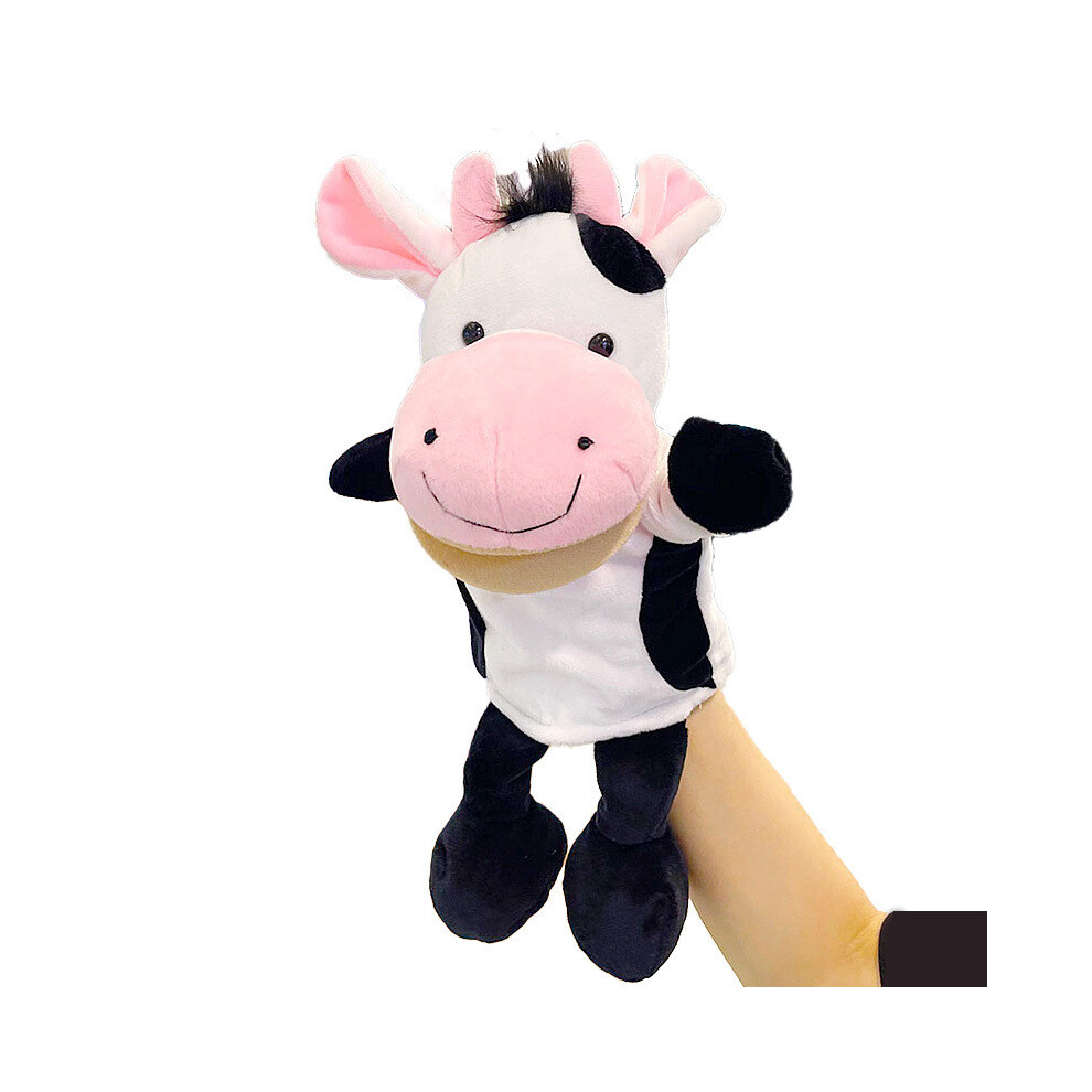 ( Cow) Cows Ducks Pigs Frogs Mouth Opening Ventriloquis Puppet Toys Hand Gift Plush Kid Black/White