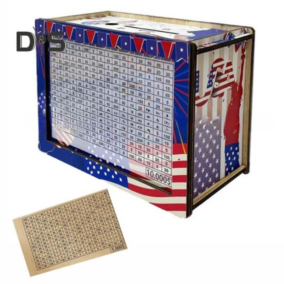 Cash Vault Wooden Savings Box $10000 Savings Challenge Box Cash Coin Saver Money Box With Target And Numbers Piggy Bank For Kids And Adults