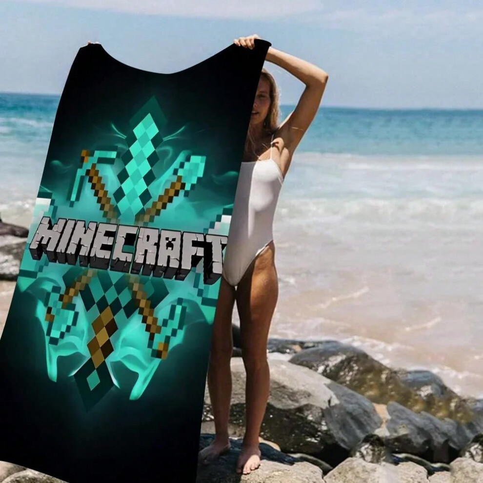 (KL2412210475, 150x220cm) Game Mine C-Crafts Cartoon Beach Towel Cute Kawaii Room Decor Bath Girls Children Hand Towels For Bathroom Shower-image-OPC-PHCFRWS-NEW