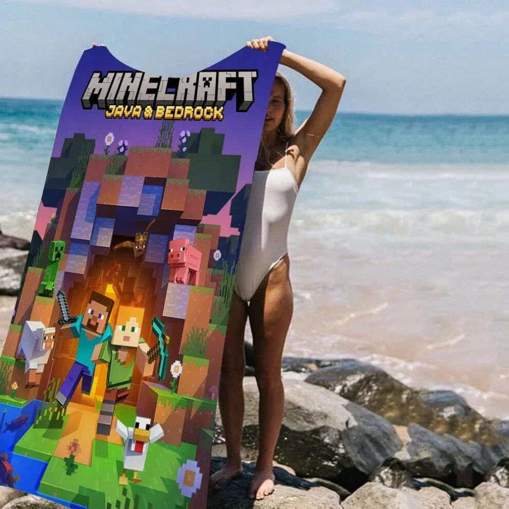 (KL2412210482, 150x220cm) Game Mine C-Crafts Cartoon Beach Towel Cute Kawaii Room Decor Bath Girls Children Hand Towels For Bathroom Shower-image-OPC-PHCFRVD-NEW