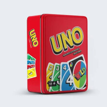 (Wild Metal Box) Uno No Flip Mercy Card Board Game Toy Family Party Prop Kids Iron Box Gifts
