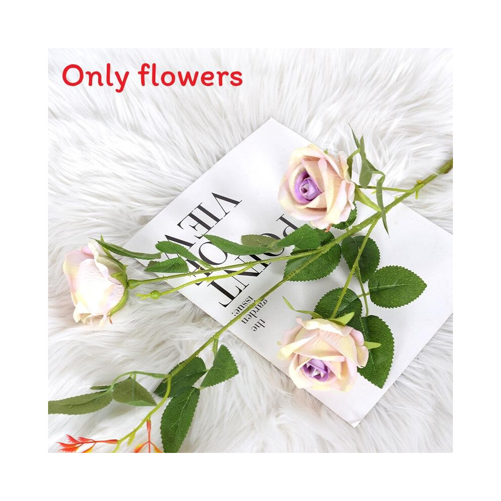 (Purple) Head Supply 3 Rose Artificial Flower Bouquet For Photography Wedding Decor-image-OPC-PHCFSJR-NEW