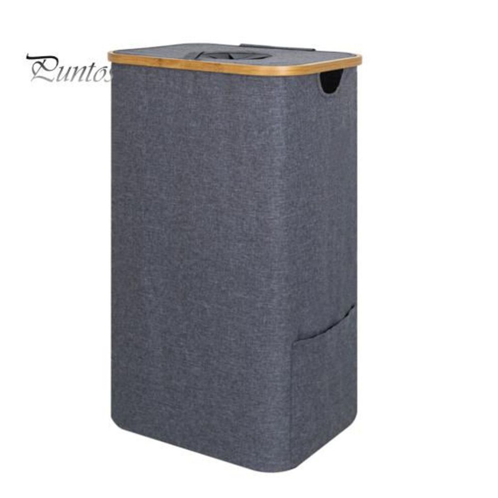 (grey) Storage Basket With Detachable Mesh Bag 100l Large Capacity Clothes Laundry Hamper Storage Basket With Dustproof Lid