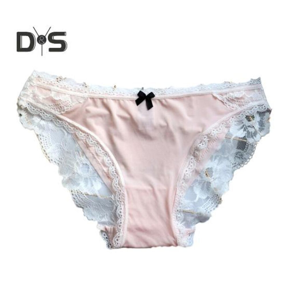 (pink, M) Women's Ice Silk Underwear Sexy Low Waist Lace Panties Seamless No Show Briefs Breathable Stretch Underpants