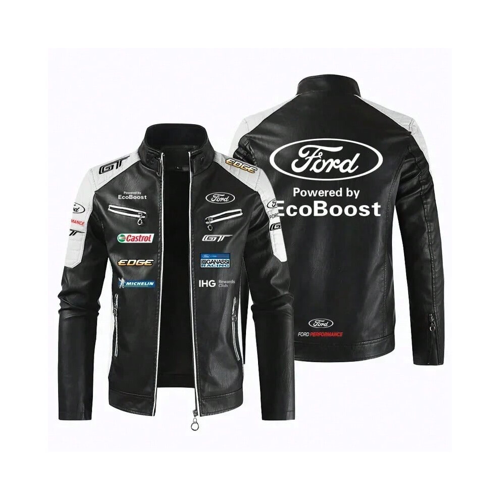 (1, L) F1 racing suit men's motorcycle leather jacket suitable for Ford FOR D team autumn and winter velvet warm jacket-image-OPC-PHCFYNH-NEW