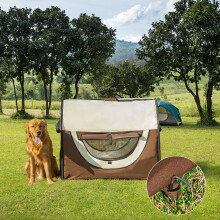 PawHut 97cm Foldable Pet Carrier, Pet Travel Bag for Cats, M L Dogs, Brown