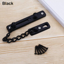 (Black) Door Chain Lock Latch with Spring Stainless Steel Security Press Bolt UK