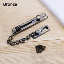 (Bronze) Door Chain Lock Latch with Spring Stainless Steel Security Press Bolt UK