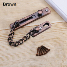 (Brown) Door Chain Lock Latch with Spring Stainless Steel Security Press Bolt UK