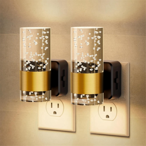 2-Pack LED Night Lights Plug-In, Auto Sensor, Dimmable Brightness, Up/Down Bubble Acrylic Wall Light, US Plug 2