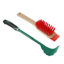 Mower Deck Scraper with Ergonomic Long Handle, Lawn Cleaner Tool Stiff Bristle Brush,