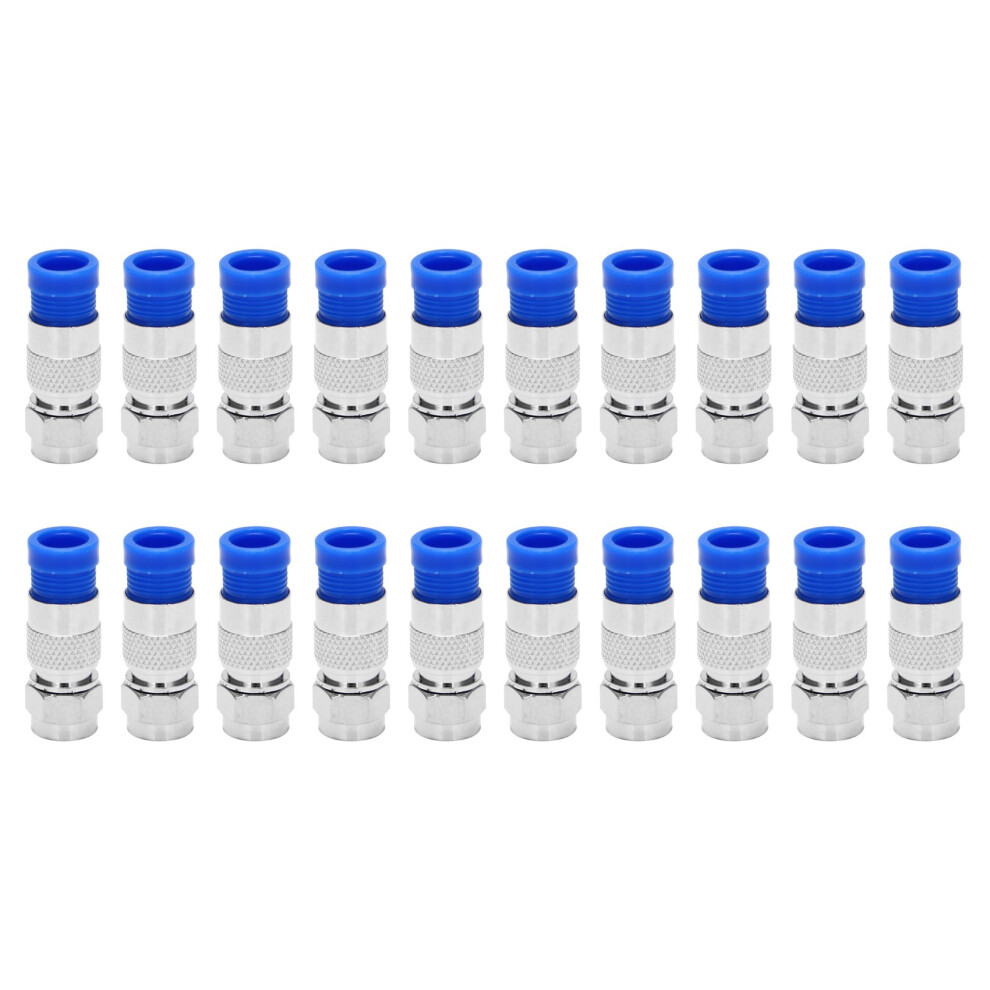 Photos - Cable (video, audio, USB) Rg6 F Type Connector Coax Coaxial Compression Fitting 20 Pack (Blue)