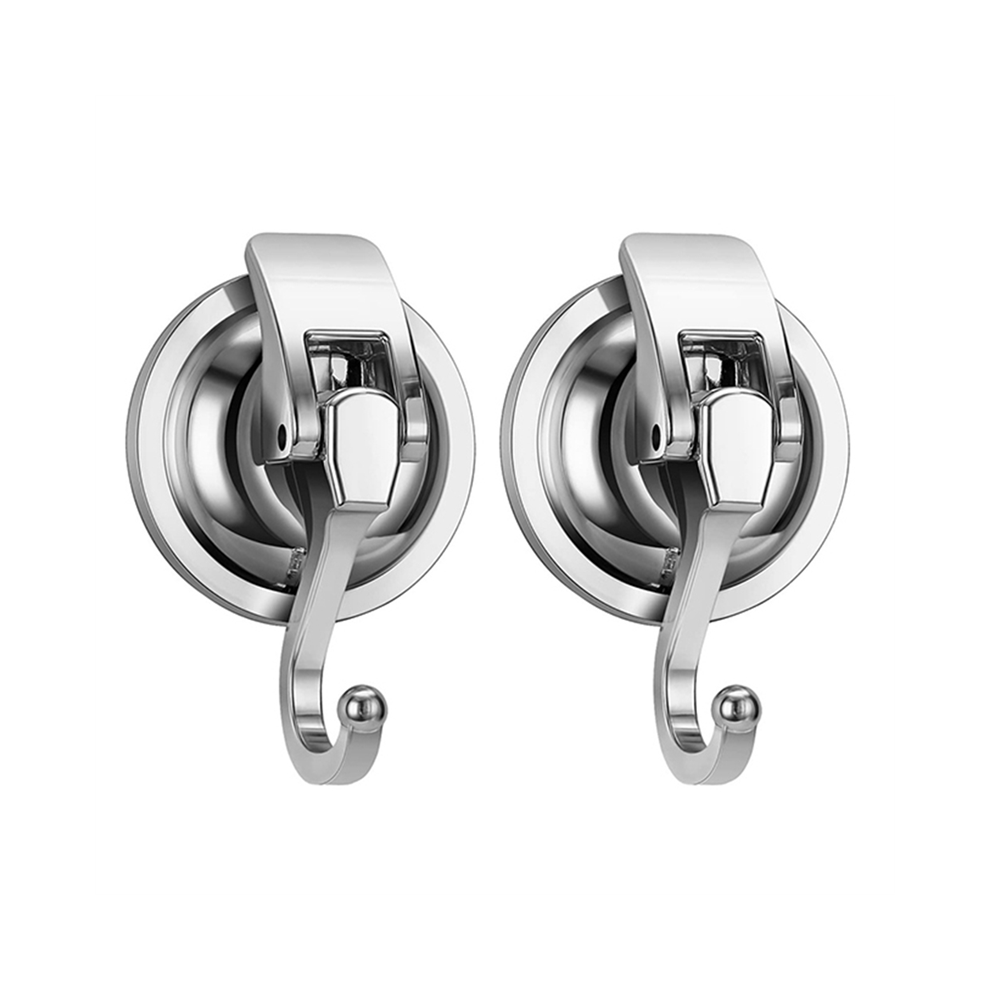 Melitt 2Pack Heavy Duty Vacuum Suction Cup Wreath Hanger -Plated Plished Hooks Reusable Without Punching For Towel Silver