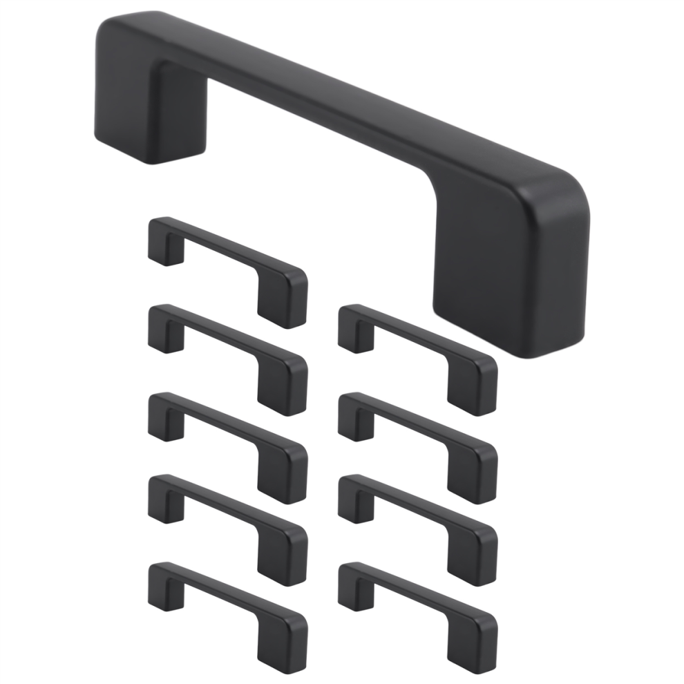 10Pcs Black Handles For Furniture Cabinet Knobs And Kitchen Drawer Pulls 96Mm 4851255847126
