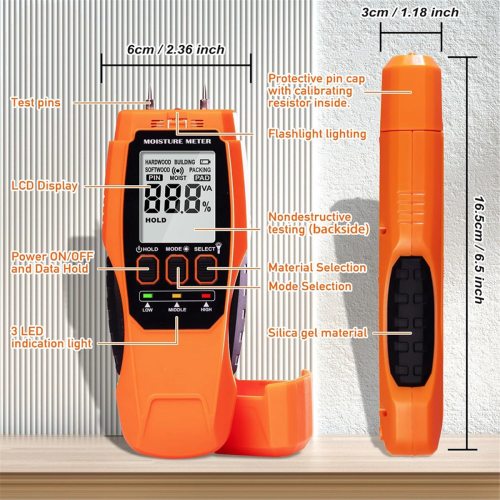 2 in 1 Moisture Meter, for Mold Self-Testing,Water Leak Detector,Moisture Sensor Firewood,Drywall Detector 2
