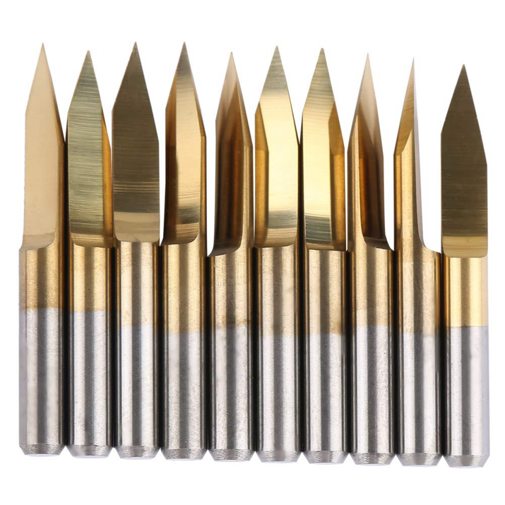 10Pcs V Grooving Router Bit 3.175Mm Coated Tungsten Steel Engraving Cnc Cutter Carving Tool(3.175X30x0.1) 4851255842619