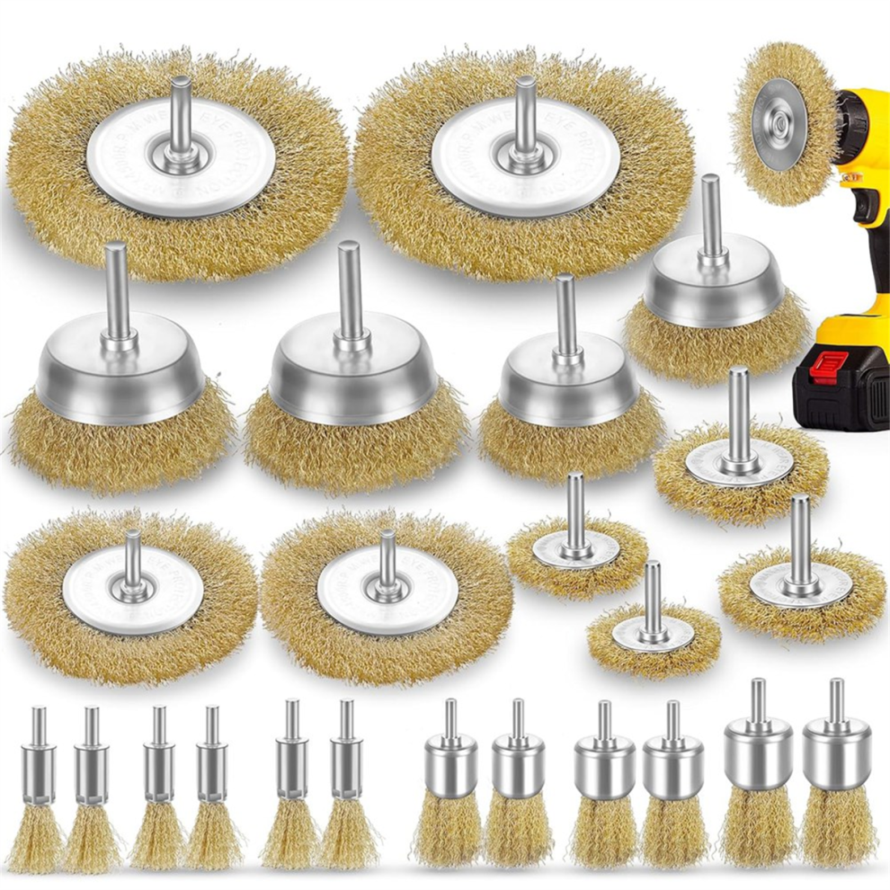 Wire Wheel For Drill,1/4In Drill Shank,3In Brass Rust Removal Heavy Duty Brush Bit 4851255851833