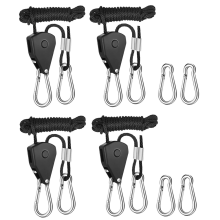 Pack of 4 Ratchet Hangers, Adjustable Rope Hanger, Rope, Pull Hook, 2M, 1/8 Inch