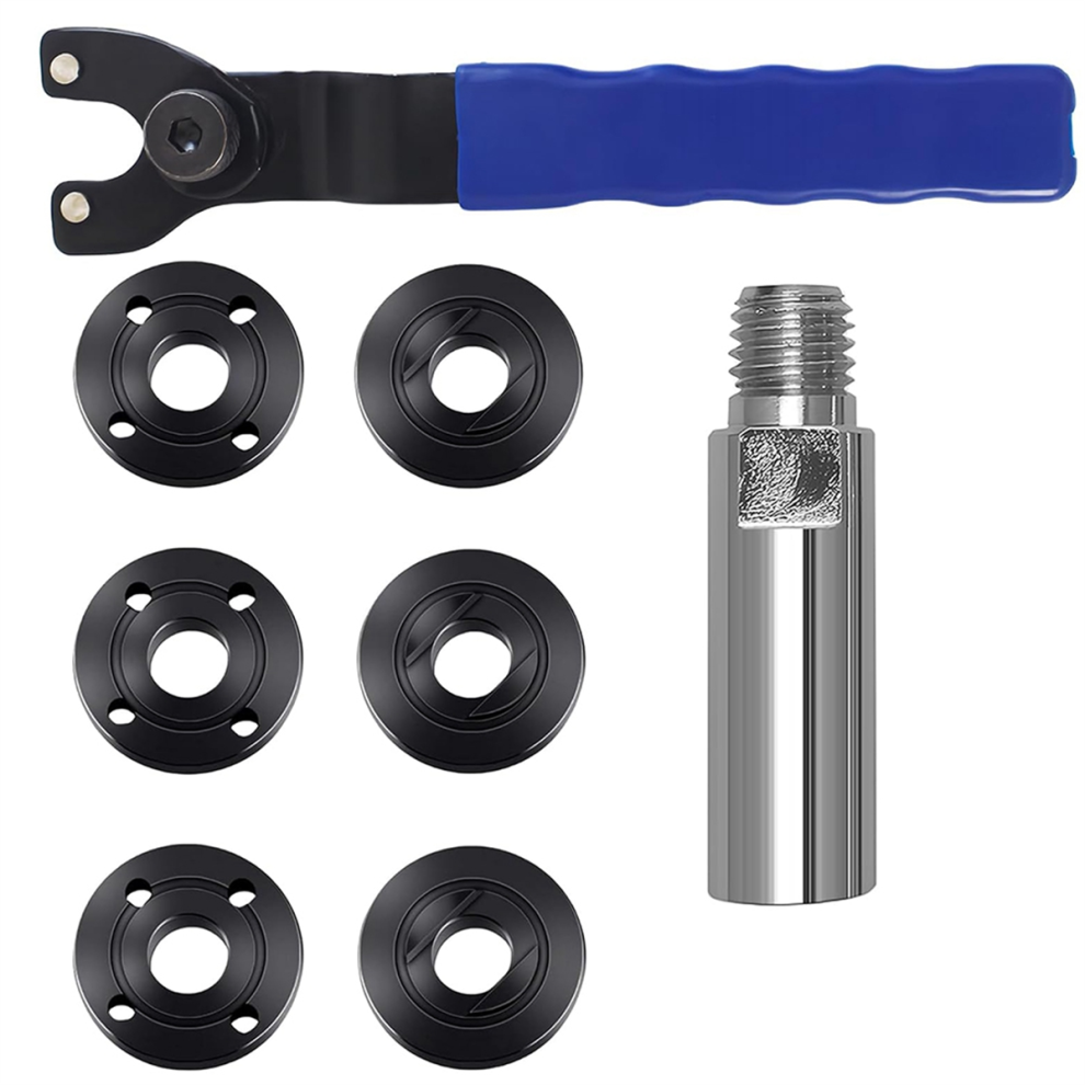 Angle Grinder Wrench 5/8In-11 Extension Shaft With 6Pcs Spanner Flange Nut, 3In 4851255860798