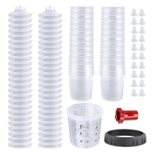 Paint GunCup, 20 Oz (600 Ml) Set, with 50 Cup & Lid System, 10 Plugs 1 Hard Retainer Ring, Adapter