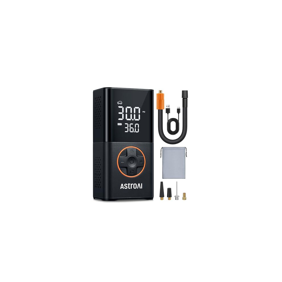 AstroAI Cordless Tyre Inflator, Portable Electric Bike Pump 150 PSI, Rechargeable Car Tyre Pump with Pressure Gauge, Digital Dual Values Display, LED