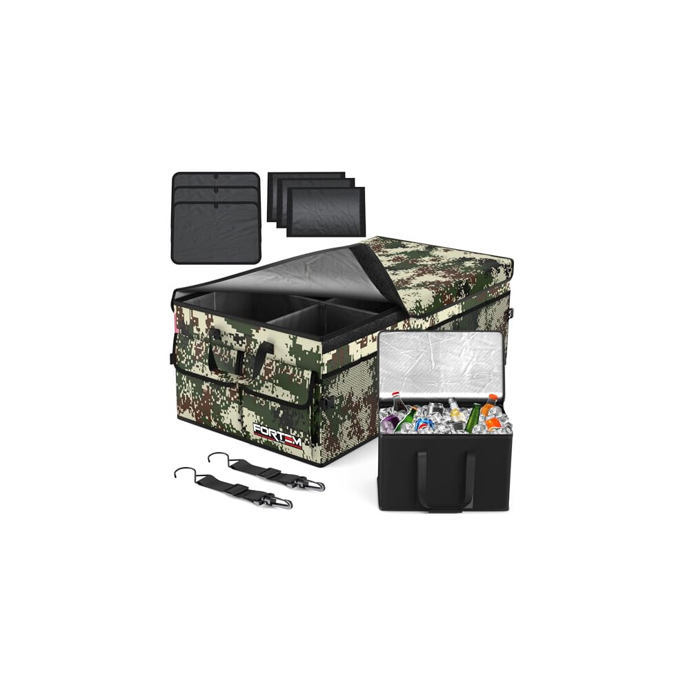 Fortem Women's Car Boot Organiser, Collapsible Multi Compartment Suv Organizer, Foldable Storage For Car Accessories For Men, 600D Oxford, Non Slip Bot