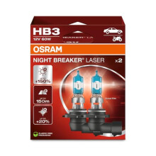 OSRAM NIGHT BREAKER LASER HB3, +150% more brightness, halogen headlight lamp, 9005NL-2HB, 12V, Hanging folding box (2 lamps), white