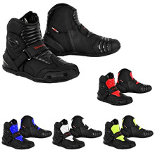 PROFIRST BT-42 Short Ankle Leather Motorbike boots for men Motorcycle boots Protective Shoes for Riders (5 UK, Red, numeric_5)