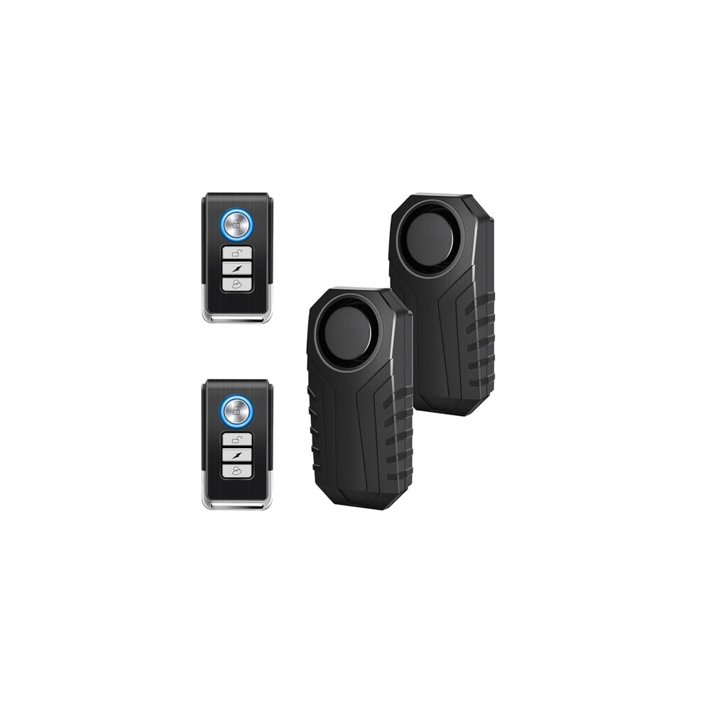 Cruxer 2 Pack Bike Alarm with Remote, Wireless Vibration Motion Sensor Motorbike Bicycle Alarm System,Anti-Theft Protection Loud 113dB Burglar Access