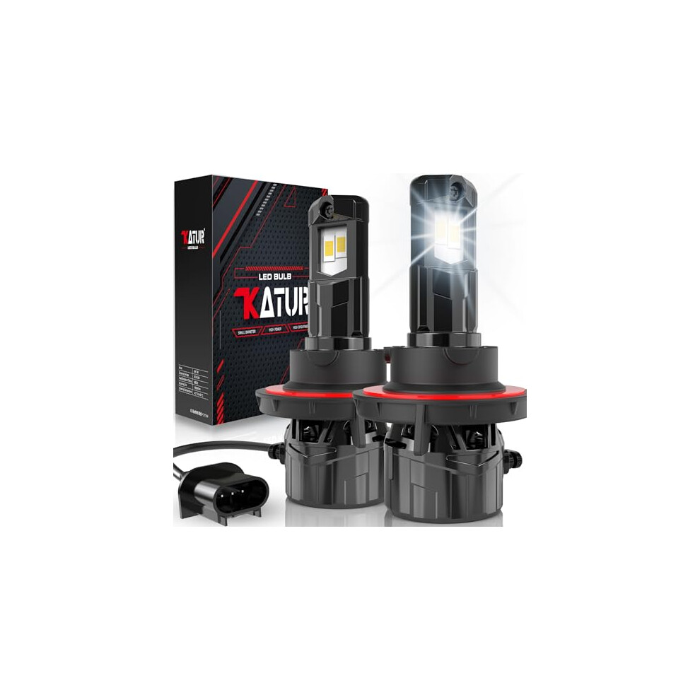 Katur H13 Led Headlight Bulb 120W 30000Lm, 700% Brightness H13 Led Bulb 6000K Xenon Plug And Play 1:1 Mini Size Efficiency Cooling System Canbu White 4381461043437