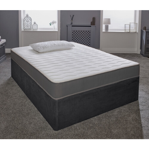 (European Double Mattress - 140cm x 200cm) Cooltouch Essentials Wave Grey Hybrid Spring & Memory Foam Mattress